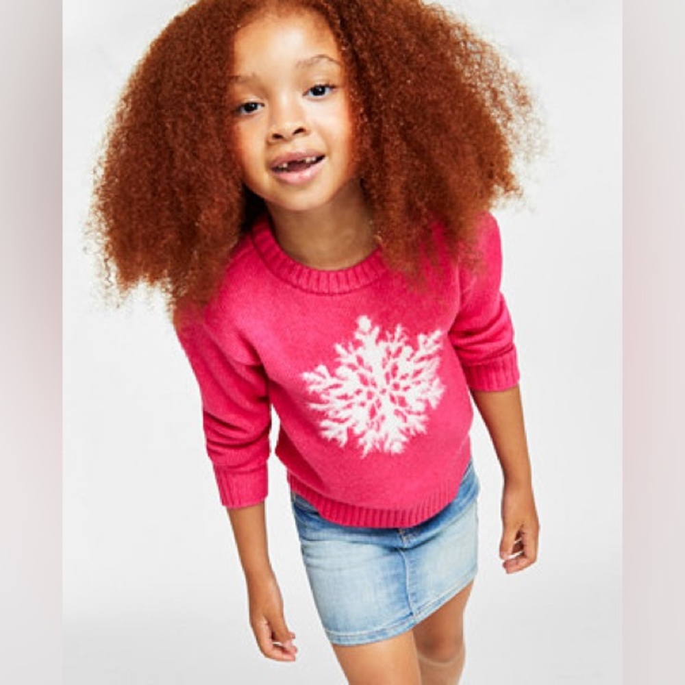 Boutique Holiday Lane Girls' Hot Pink Snowflake Knit Sweater Buttery Soft Sz 6X